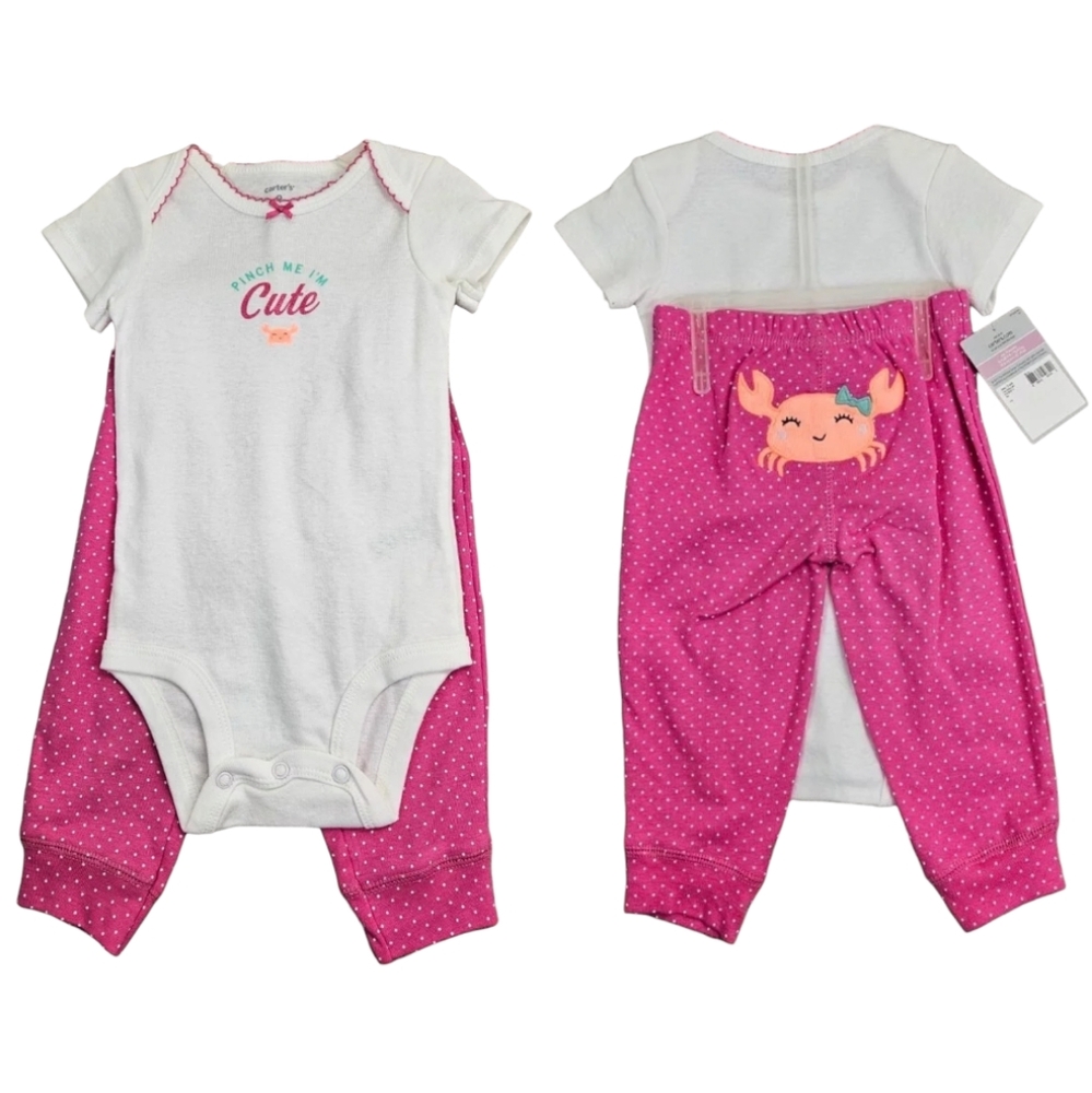 NWT Carters 2 Piece Baby / Girl's Crab Outfit - 9 Months #0125